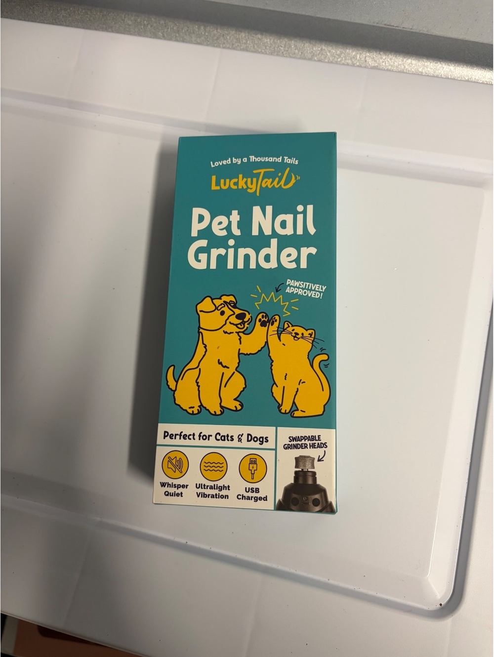 LuckyTail Pet Nail Grinder for Cats and Dogs - USB Rechargeable, Whisper Quiet